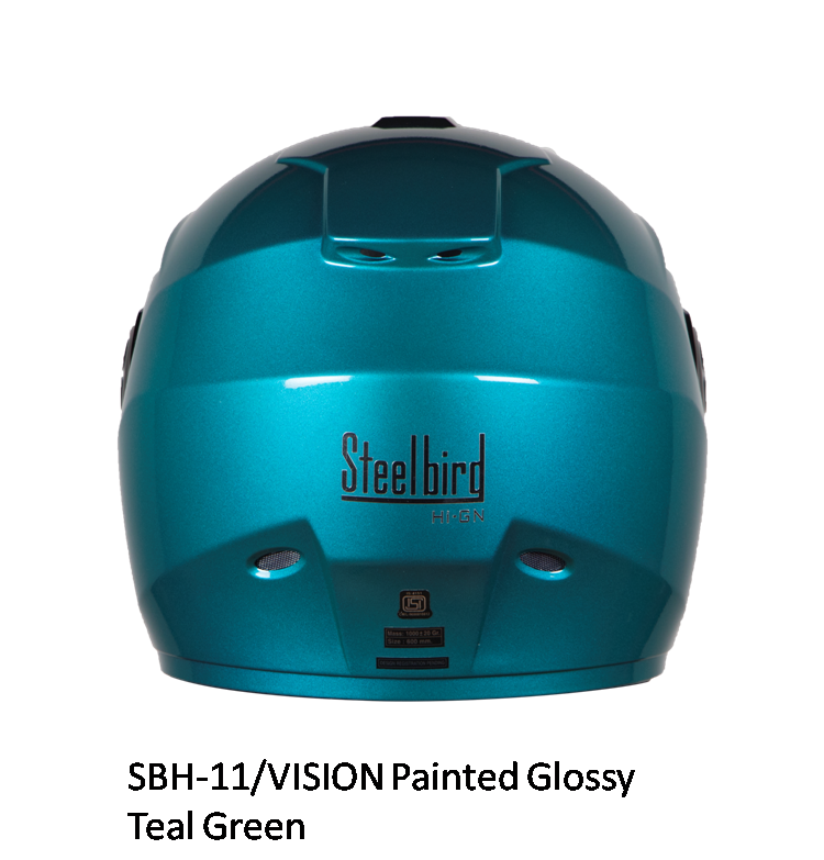 Steelbird HI-GN Men Vision Painted Glossy Teal Green ( Fitted With Clear Visor Extra Smoke Visor Free)